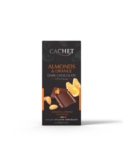 Cachet Черен шоколад с портокал и бадеми 57% какао 100г